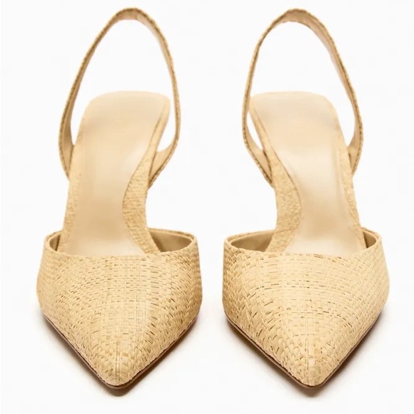 NWT. Zara Raffia High Heel Slingback Pumps. Size 6 - Picture 6 of 10